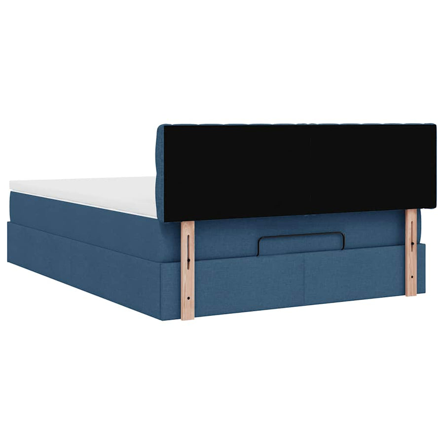 Ottoman bed met matras en LED's 140x200cm stof blauw