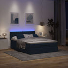Ottoman bed with mattress and LEDs 140x200cm blue fabric