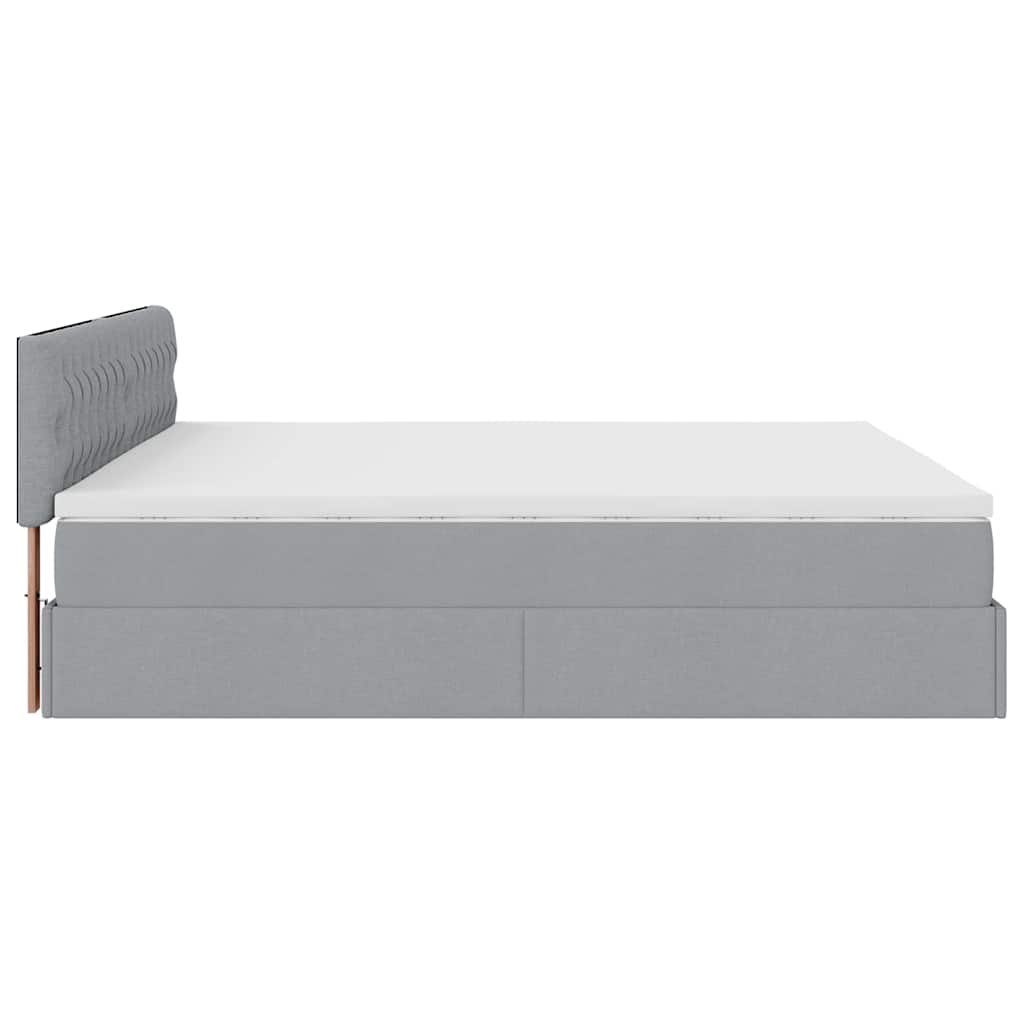Ottoman bed met matras en LED's 160x200 cm stof lichtgrijs