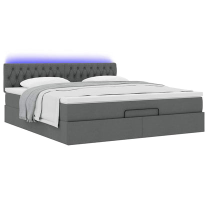 Ottoman bed met matras en LED's 160x200cm stof donkergrijs