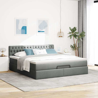 Ottoman bed met matras en LED's 160x200cm stof donkergrijs