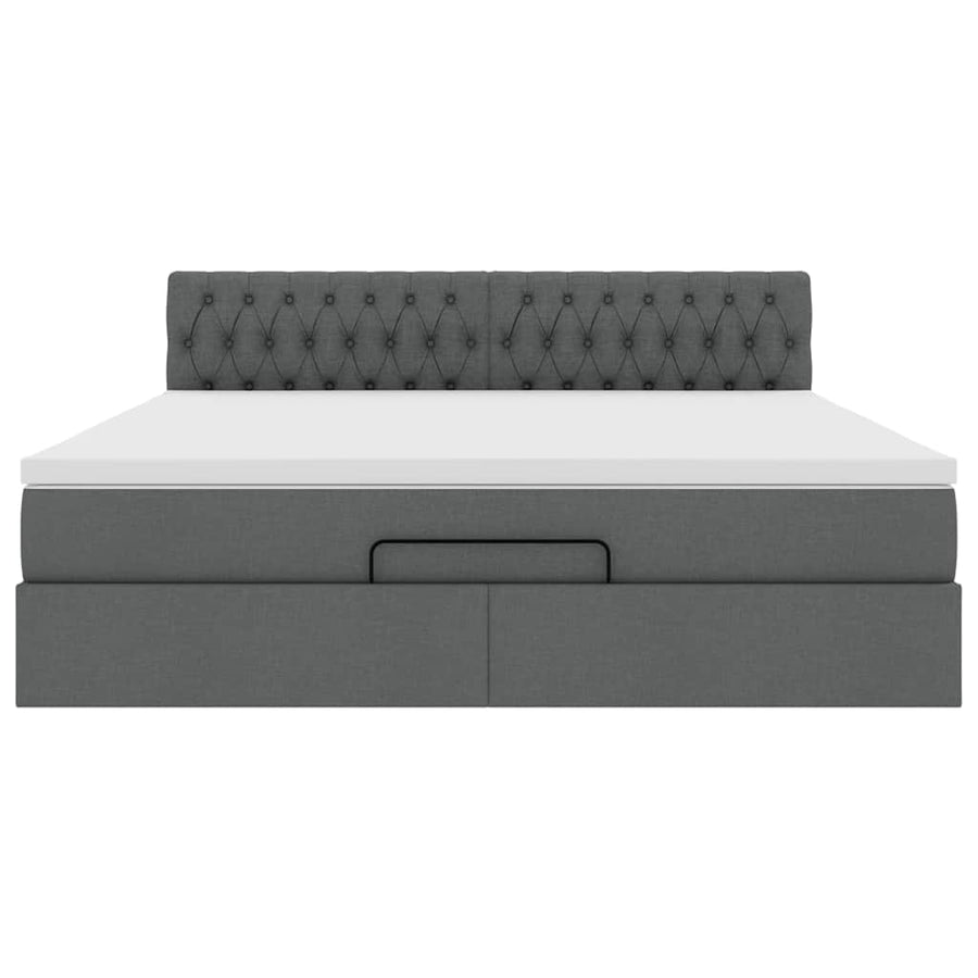 Ottoman bed met matras en LED's 160x200cm stof donkergrijs