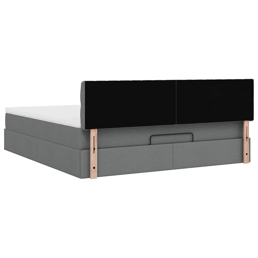 Ottoman bed met matras en LED's 160x200cm stof donkergrijs