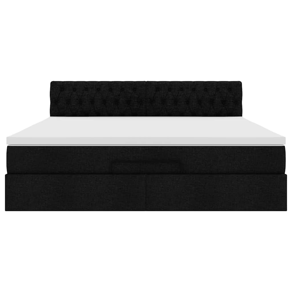 Ottoman bed met matras en LED's 160x200cm stof zwart