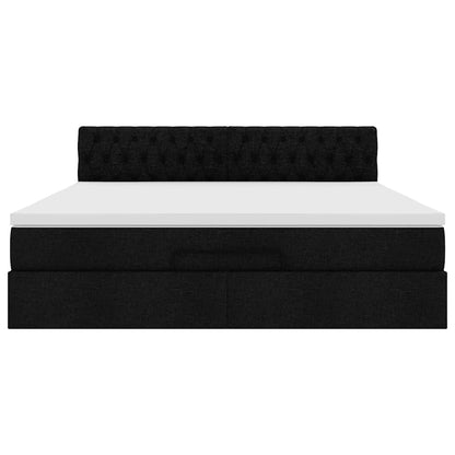 Ottoman bed met matras en LED's 160x200cm stof zwart