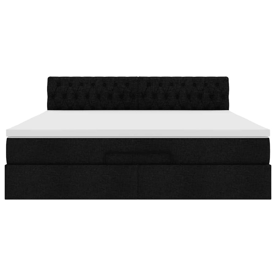 Ottoman bed met matras en LED's 160x200cm stof zwart
