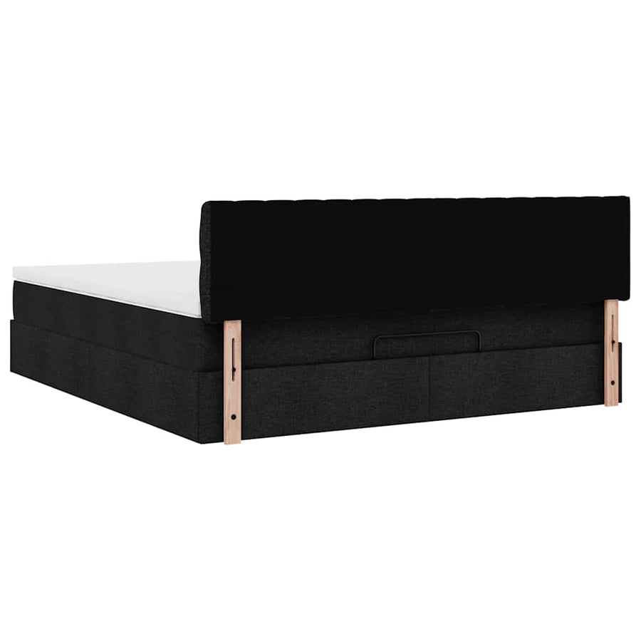 Ottoman bed met matras en LED's 160x200cm stof zwart