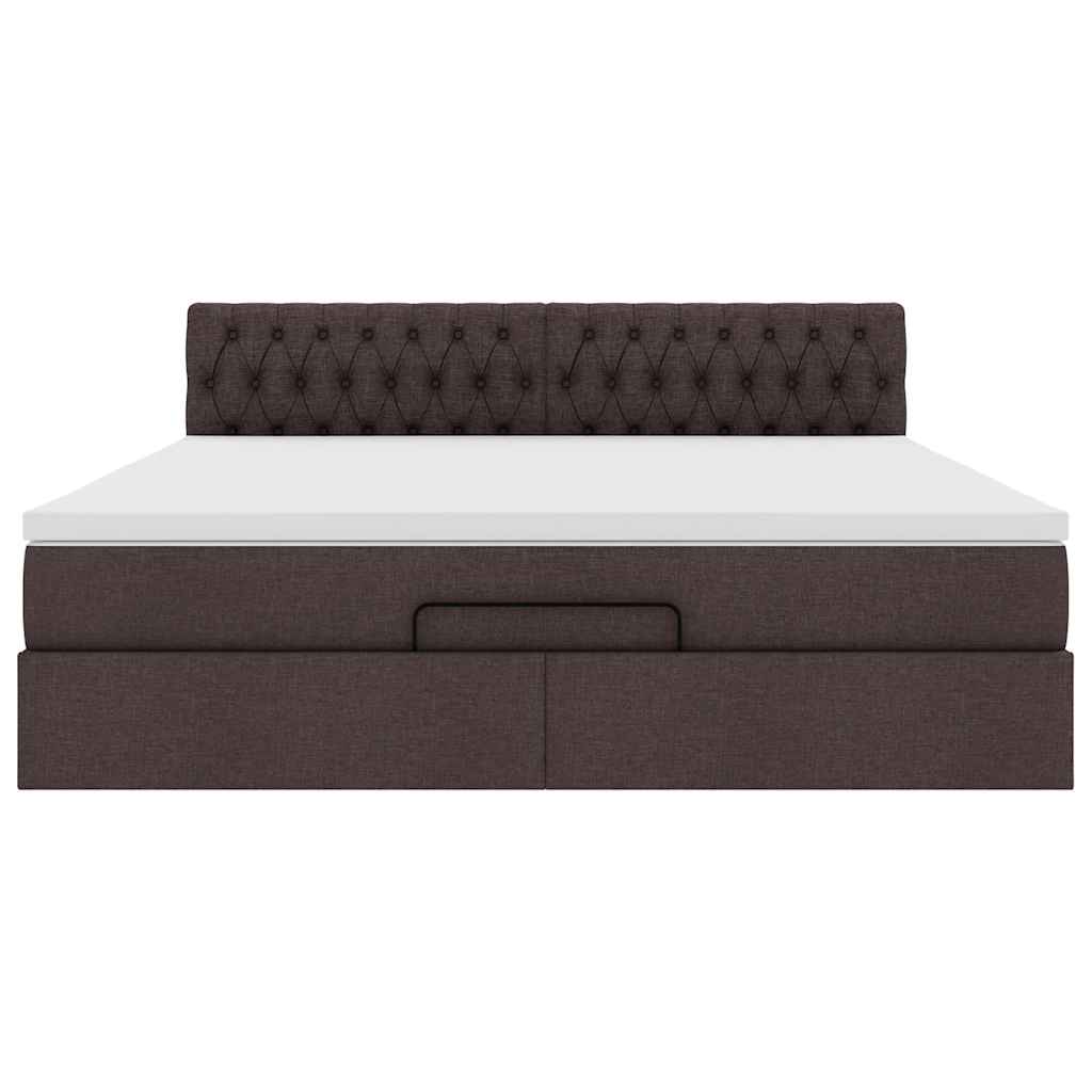 Ottoman bed met matras en LED's 160x200cm stof donkerbruin