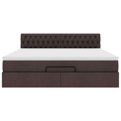Ottoman bed met matras en LED's 160x200cm stof donkerbruin