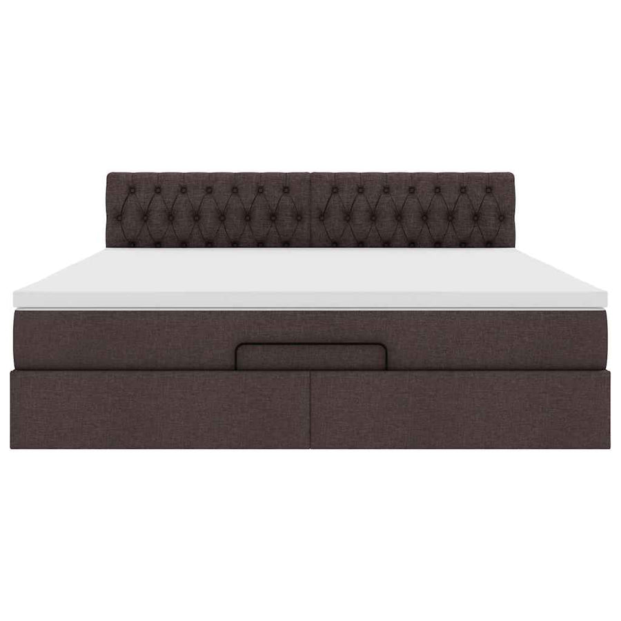 Ottoman bed met matras en LED's 160x200cm stof donkerbruin
