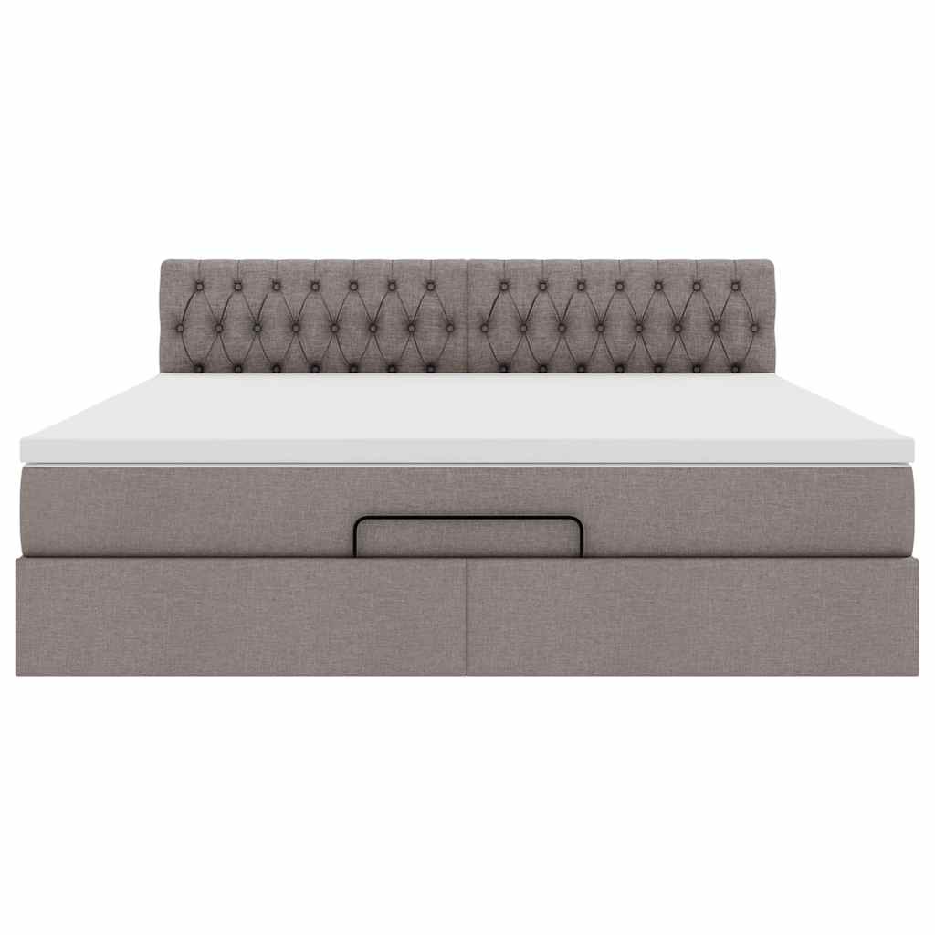 Ottoman bed met matras en LED's 160x200cm stof taupe