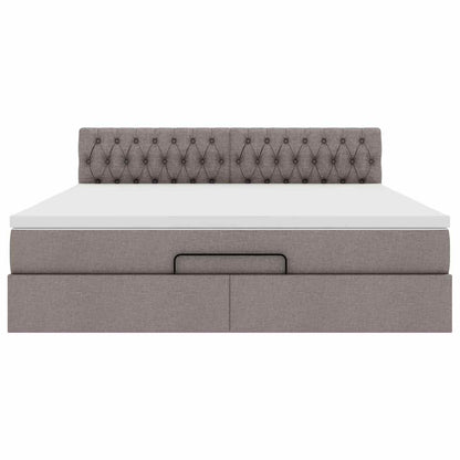 Ottoman bed met matras en LED's 160x200cm stof taupe