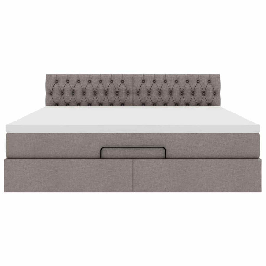 Ottoman bed met matras en LED's 160x200cm stof taupe