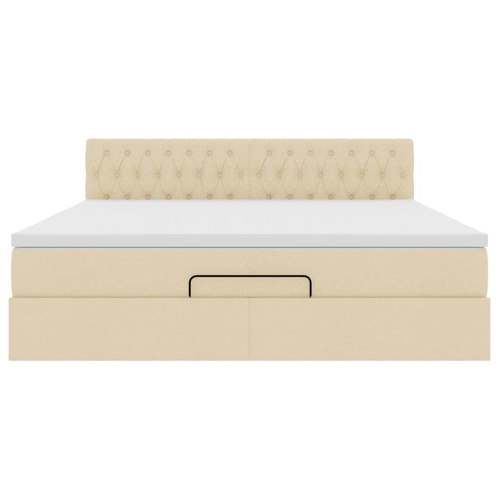 Ottoman bed met matras en LED's 160x200cm stof crèmekleurig