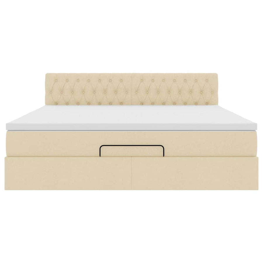 Ottoman bed met matras en LED's 160x200cm stof crèmekleurig