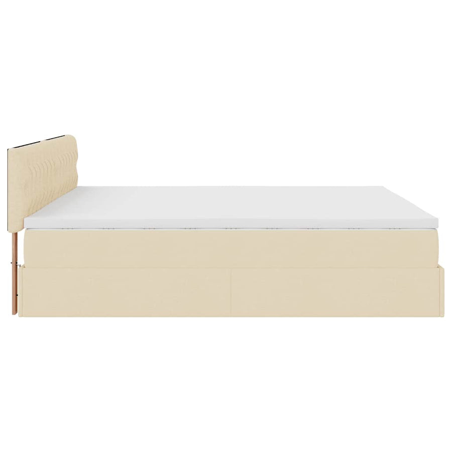 Ottoman bed met matras en LED's 160x200cm stof crèmekleurig