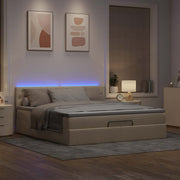 Ottomaans bed 160x200 cm stof crèmekleurig met opbergruimte