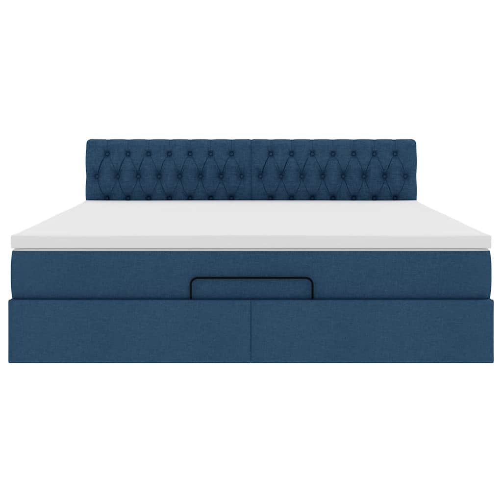 Ottoman bed met matras en LED's 160x200cm stof blauw