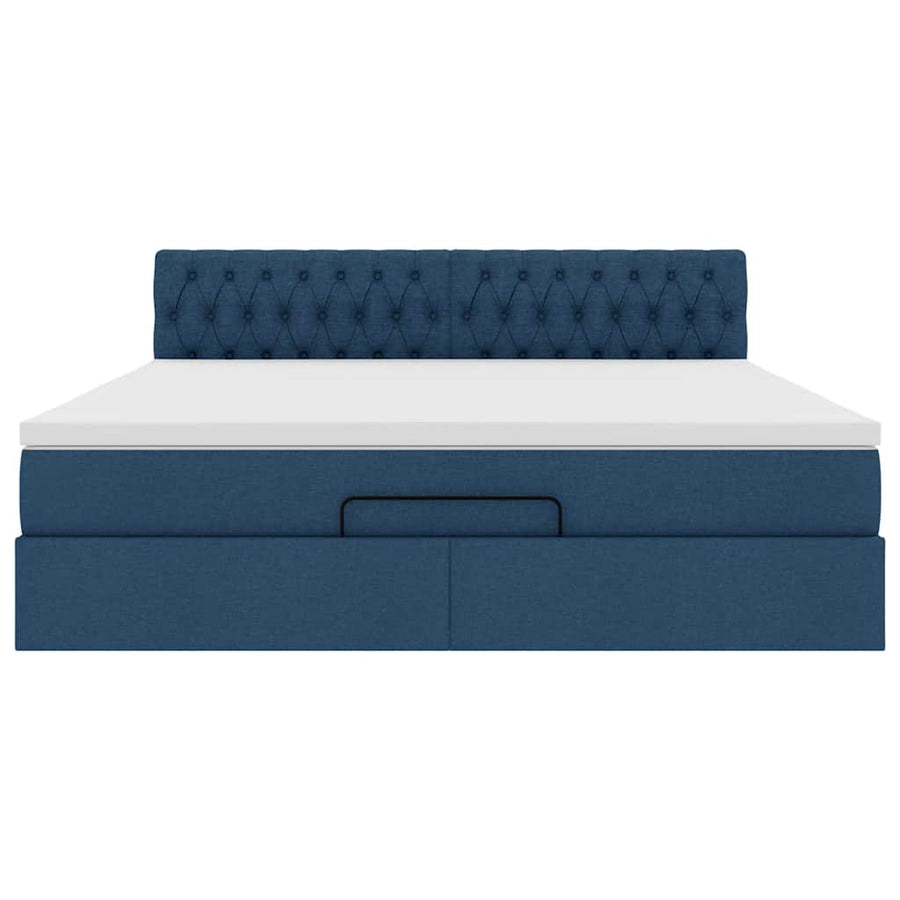 Ottoman bed met matras en LED's 160x200cm stof blauw