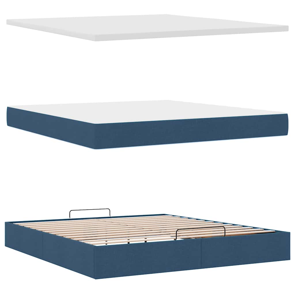 Ottoman bed met matras en LED's 160x200cm stof blauw