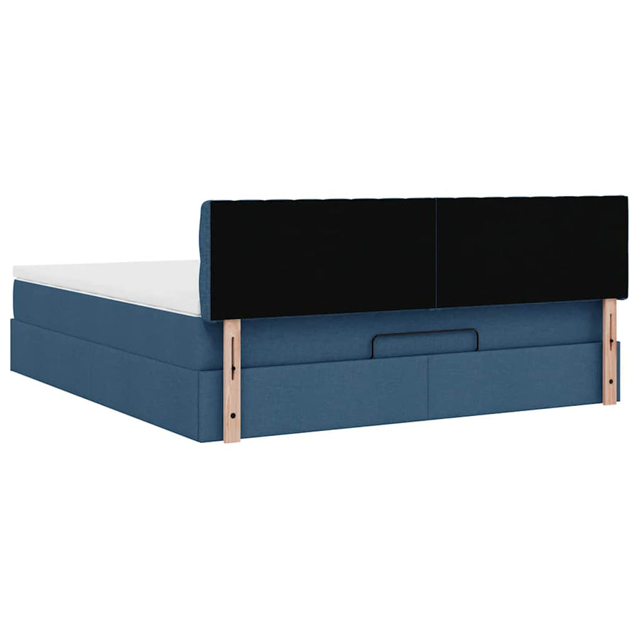 Ottoman bed met matras en LED's 160x200cm stof blauw