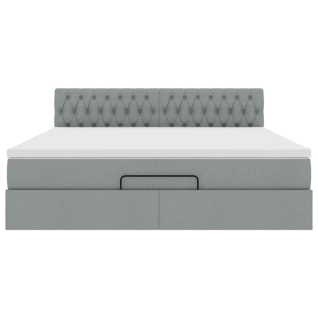 Ottoman bed met matras en LED's 180x200cm stof lichtgrijs