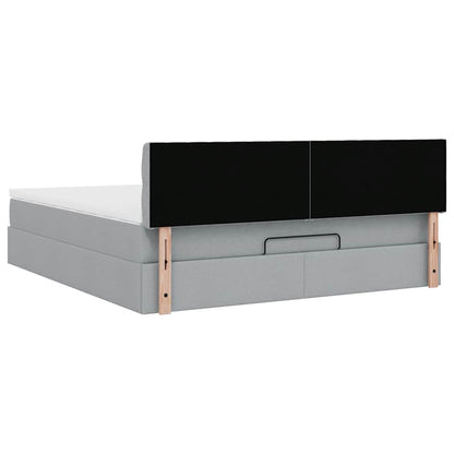 Ottoman bed met matras en LED's 180x200cm stof lichtgrijs