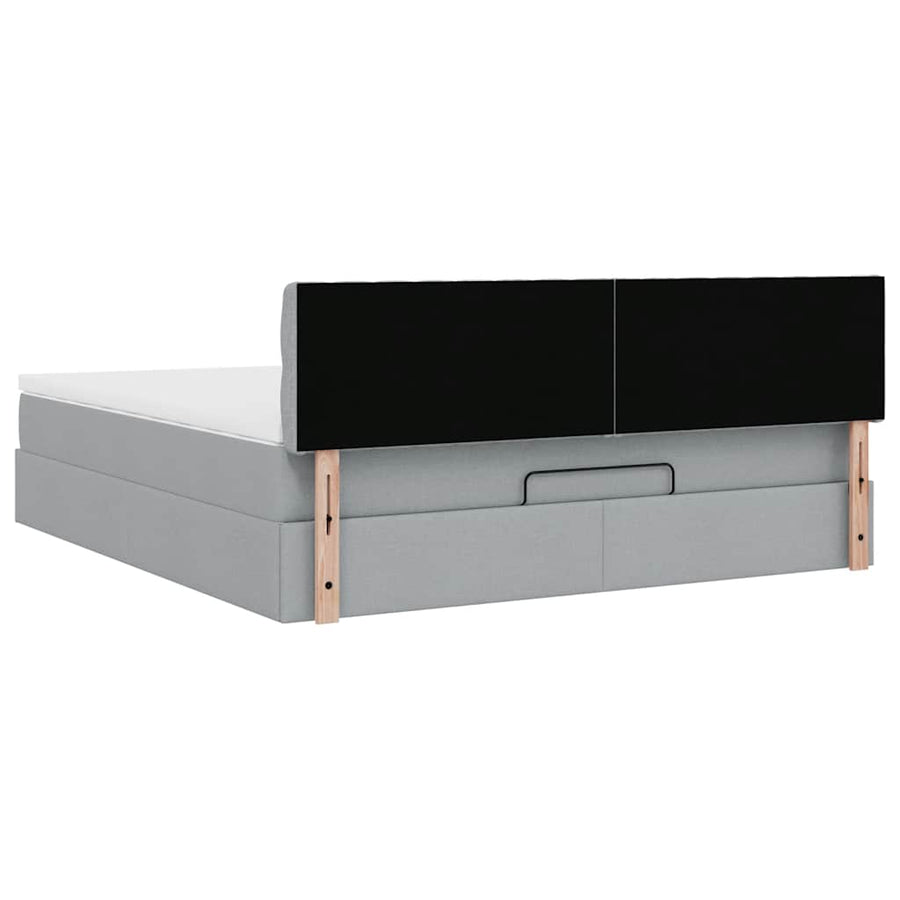 Ottoman bed met matras en LED's 180x200cm stof lichtgrijs
