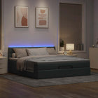 Bed met opbergruimte en LED 180x200 cm lichtgrijs stof