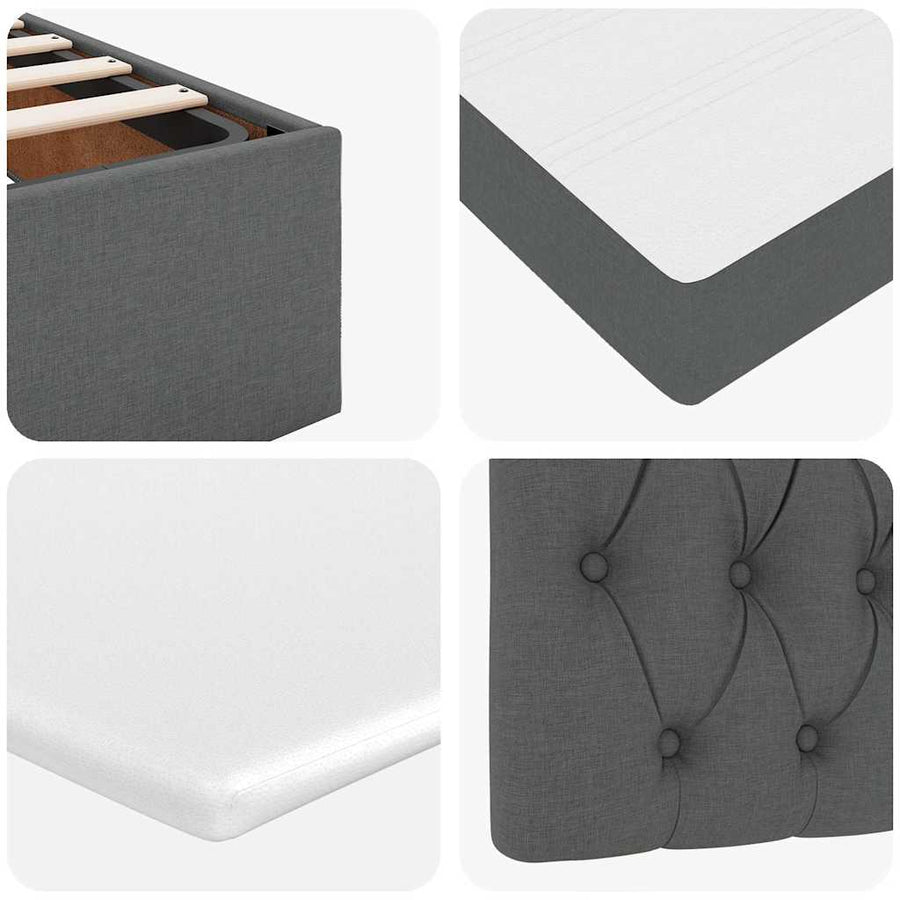 Ottoman bed met matras en LED's 180x200cm stof donkergrijs