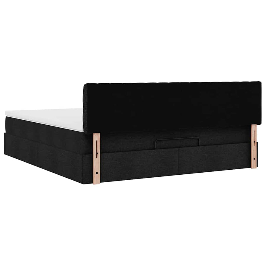 Ottoman bed met matras en LED's 180x200cm stof zwart