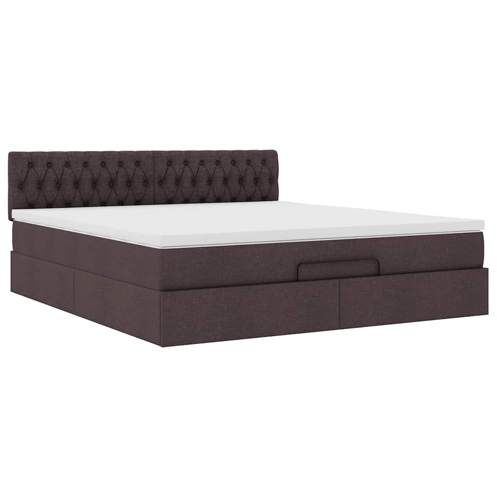 Bed Poef Met Matras En Led's Stof 180X200 Cm Donkerbruin