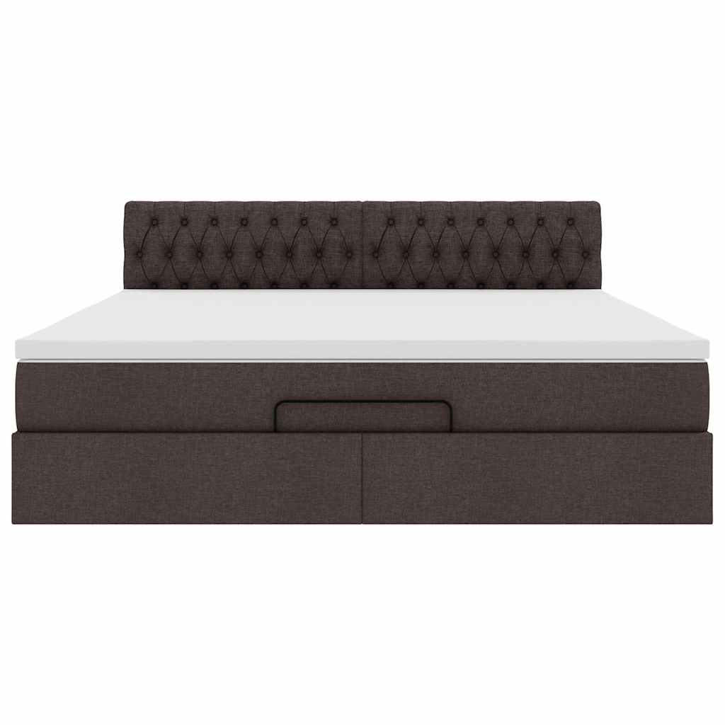 Bed Poef Met Matras En Led's Stof 180X200 Cm Donkerbruin