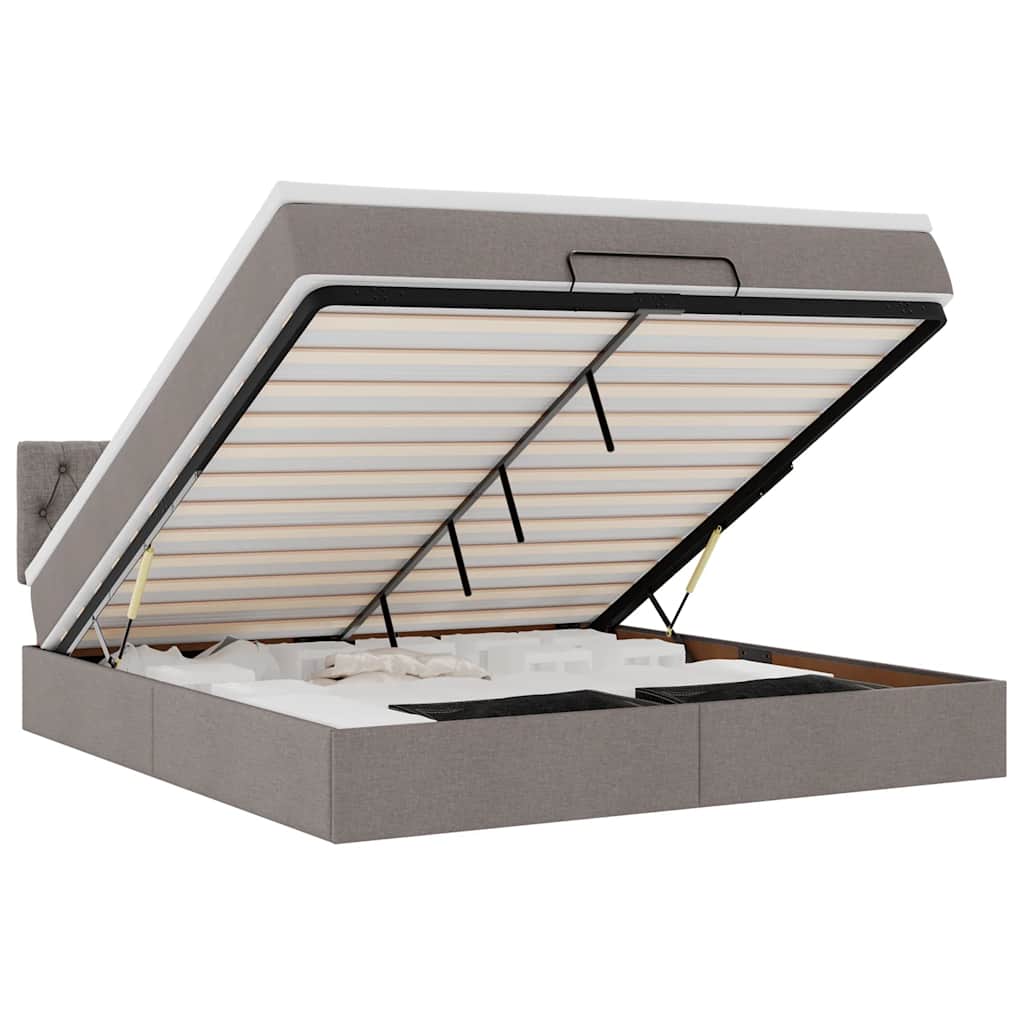 Bed poef met matras en LED's 180x200 cm stof taupe
