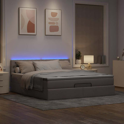 Bed poef met matras en LED's 180x200 cm stof taupe