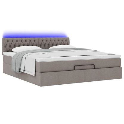 Bed poef met matras en LED's 180x200 cm stof taupe