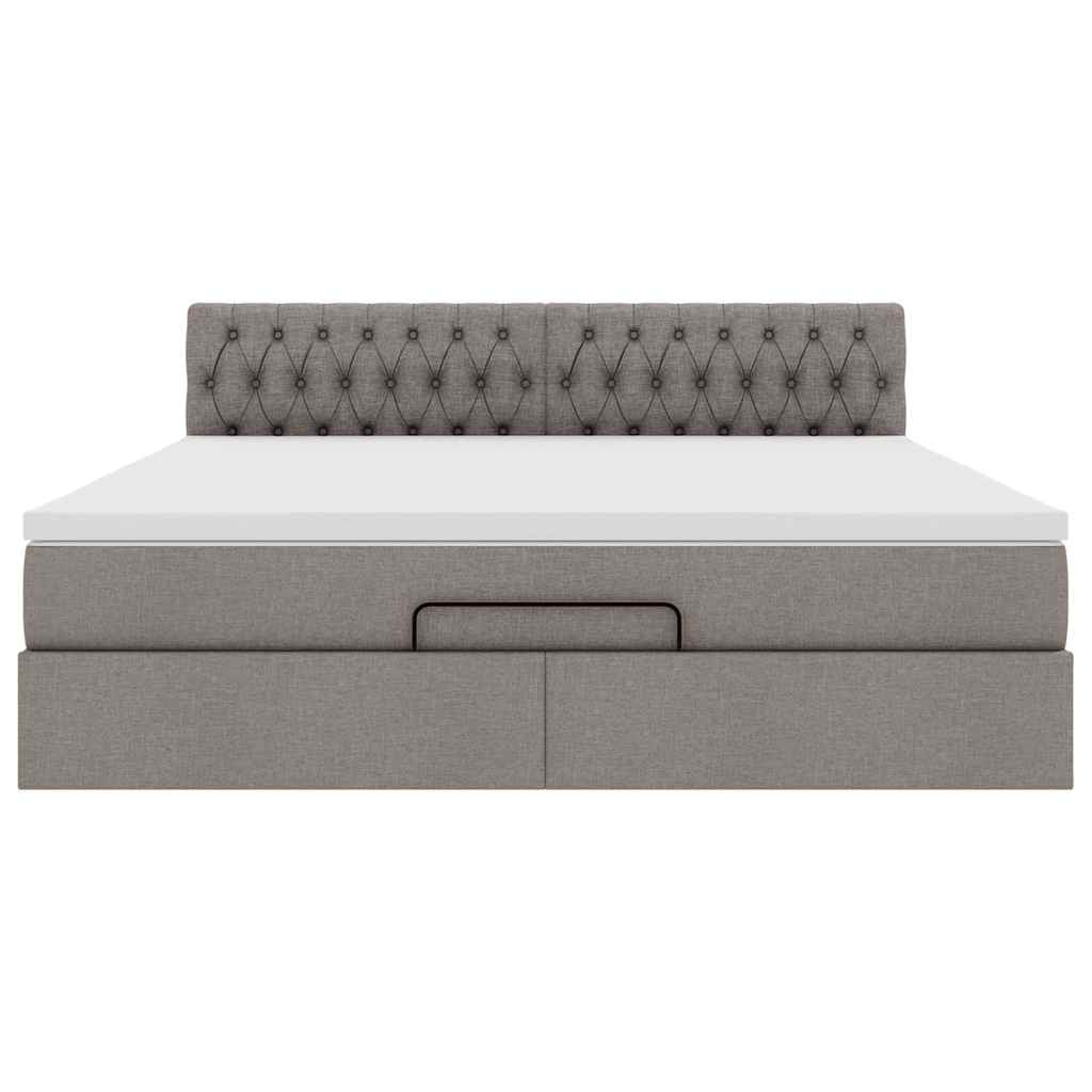 Bed poef met matras en LED's 180x200 cm stof taupe