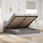 Bed ottoman with mattress and LEDs 180x200 cm fabric taupe