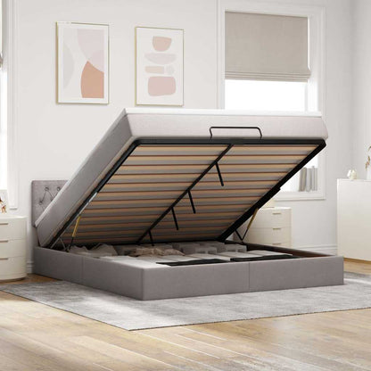 Bed poef met matras en LED's 180x200 cm stof taupe