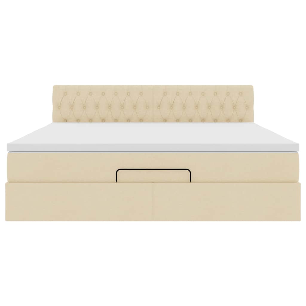 Ottoman bed met matras en LED's 180x200cm stof crèmekleurig