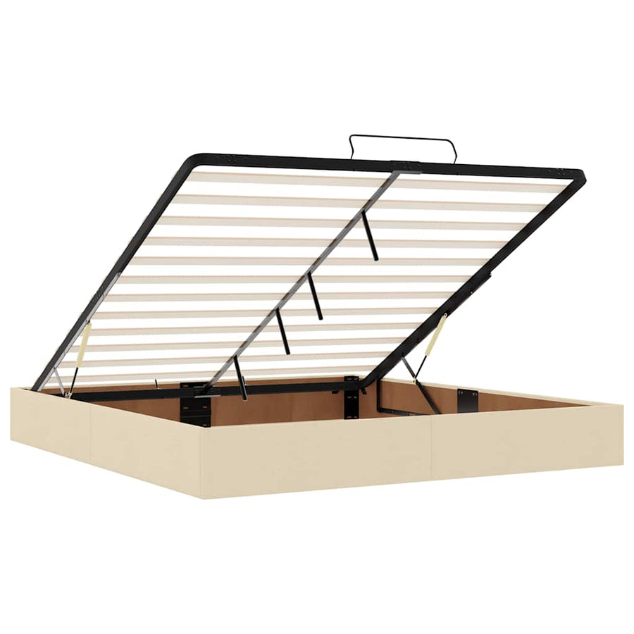 Ottoman bed met matras en LED's 180x200cm stof crèmekleurig