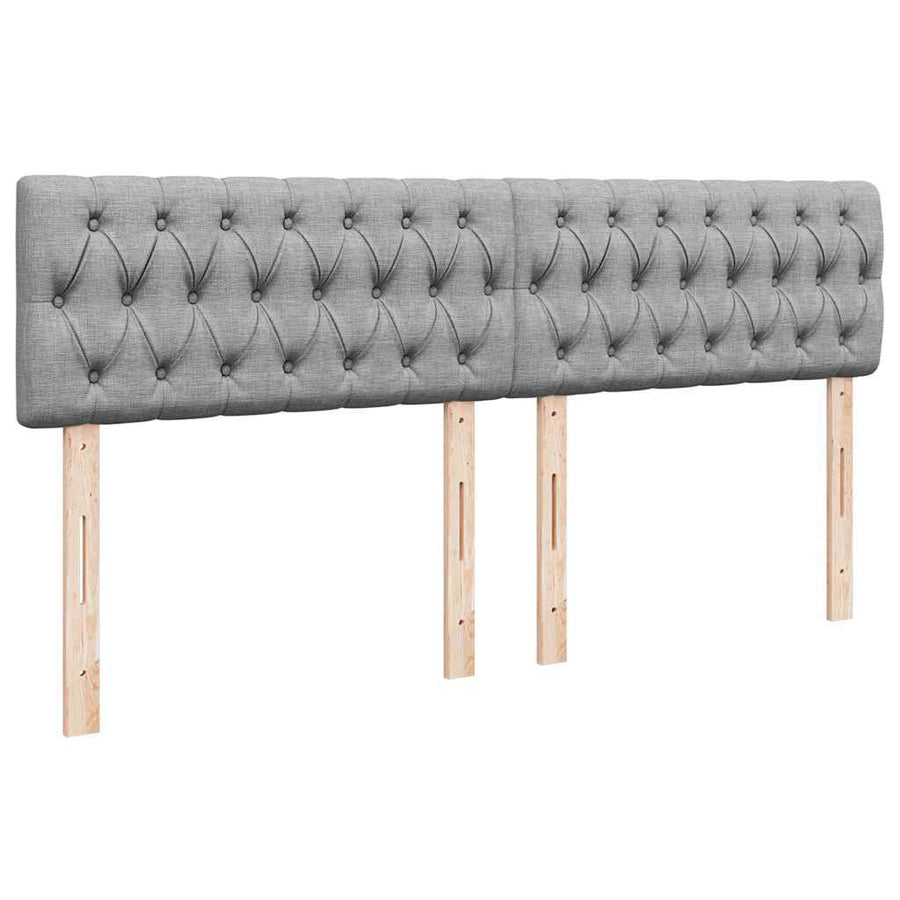 Ottoman bed met matrassen en LED's 200x200cm stof lichtgrijs