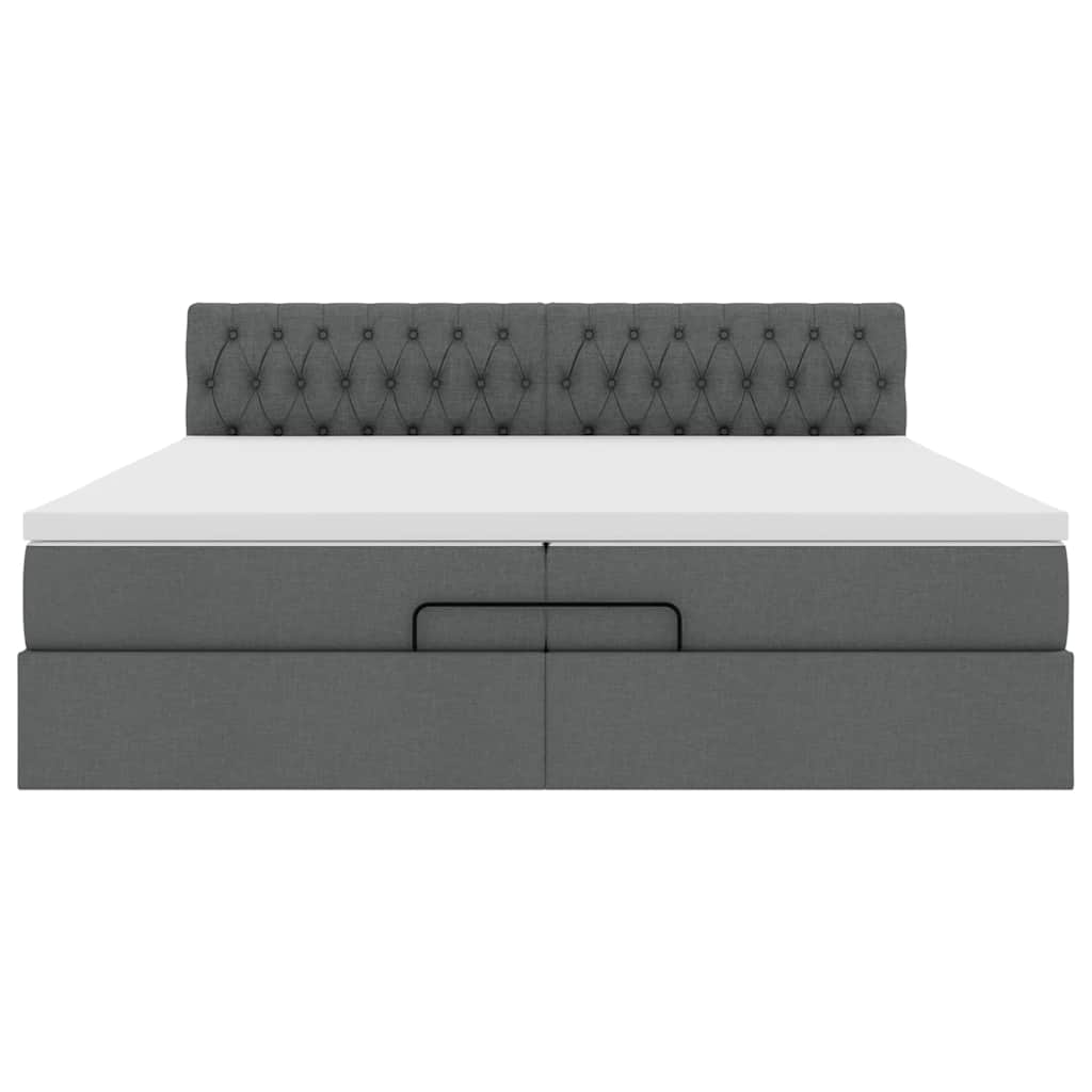Ottoman bed met matrassen en LED's 200x200cm stof donkergrijs