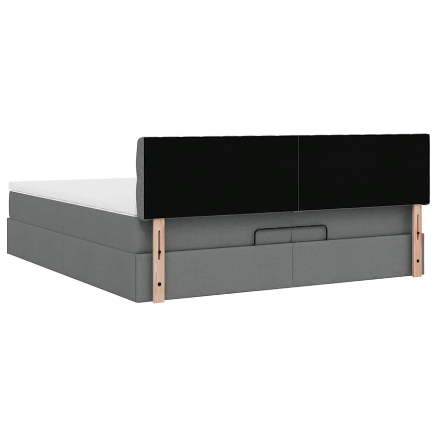 Ottoman bed met matrassen en LED's 200x200cm stof donkergrijs