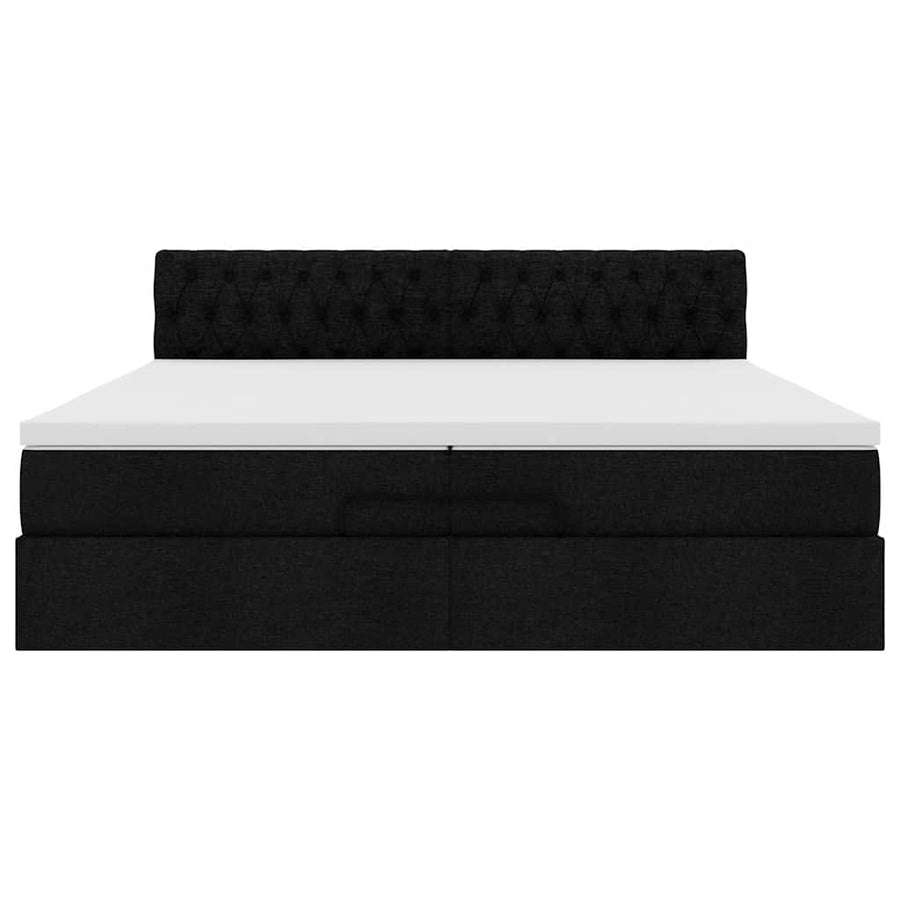 Ottoman bed met matrassen en LED's 200x200cm stof zwart