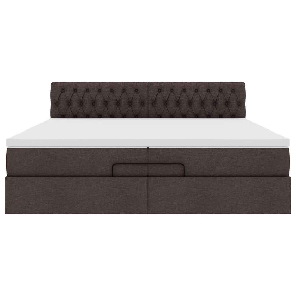 Ottoman bed met matrassen en LED's 200x200cm stof donkerbruin