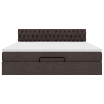 Ottoman bed met matrassen en LED's 200x200cm stof donkerbruin