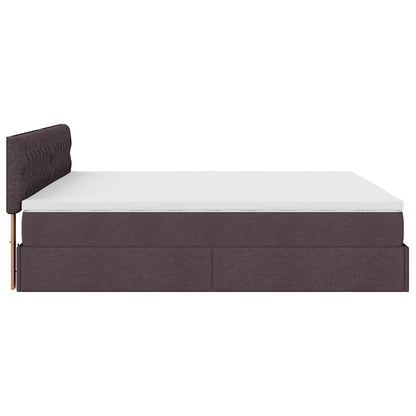 Ottoman bed met matrassen en LED's 200x200cm stof donkerbruin