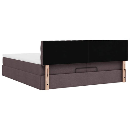 Ottoman bed met matrassen en LED's 200x200cm stof donkerbruin