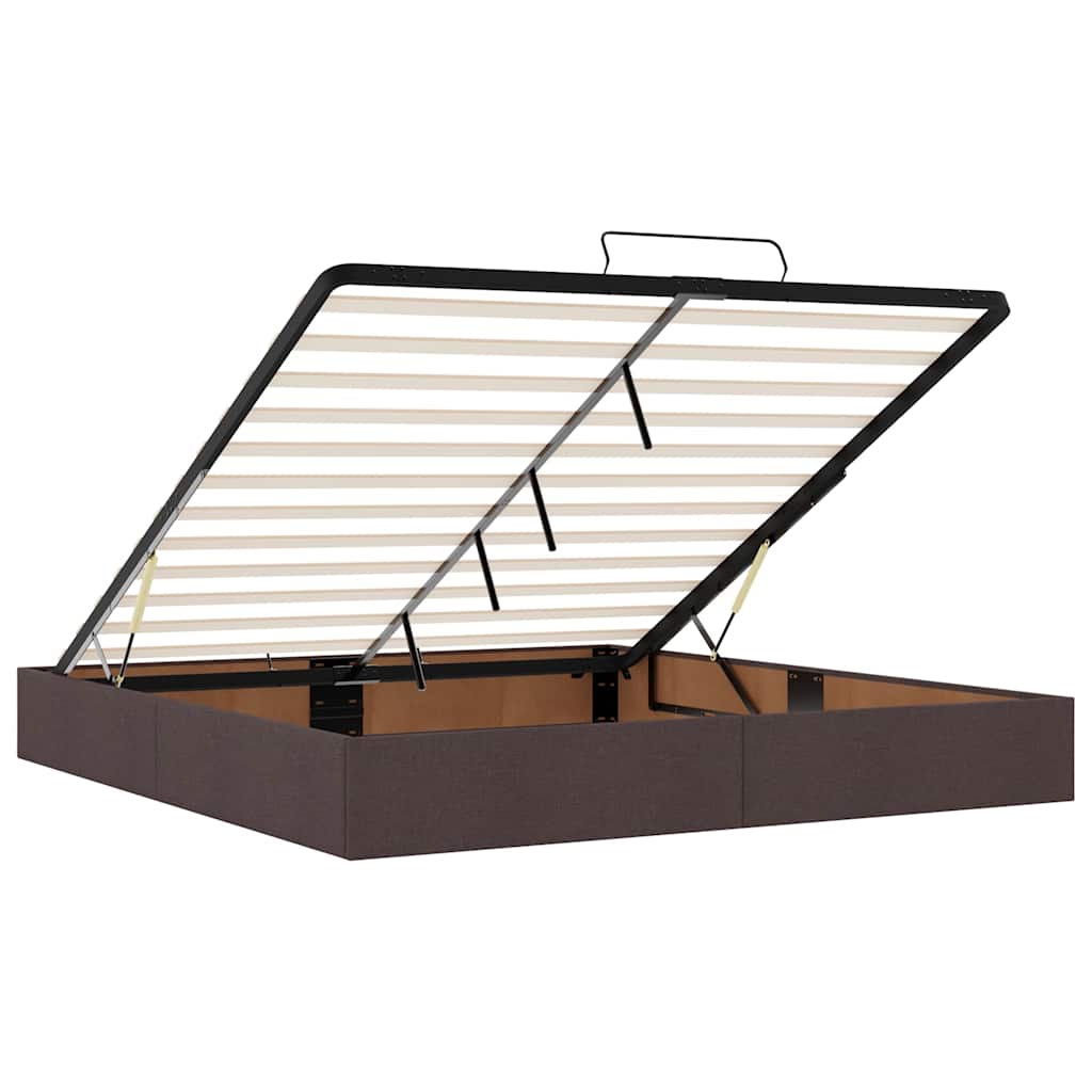 Ottoman bed met matrassen en LED's 200x200cm stof donkerbruin